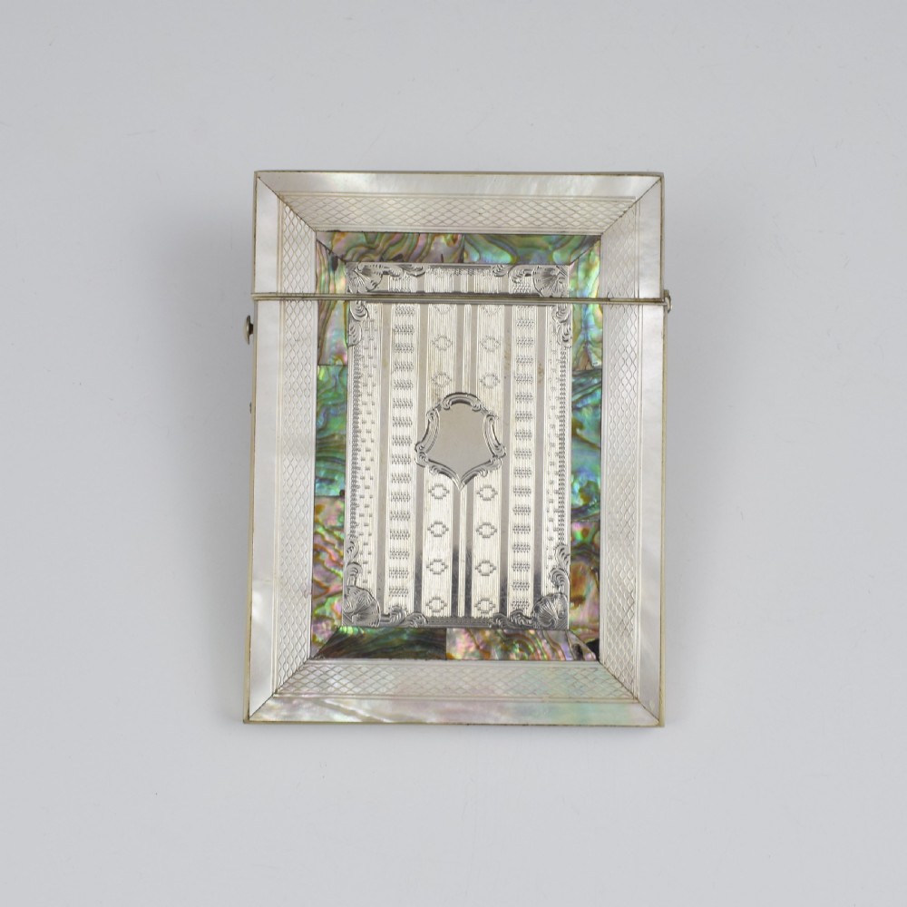 Fine Victorian Engraved Mother Of Pearl, Silver & Abalone Card Case View II
