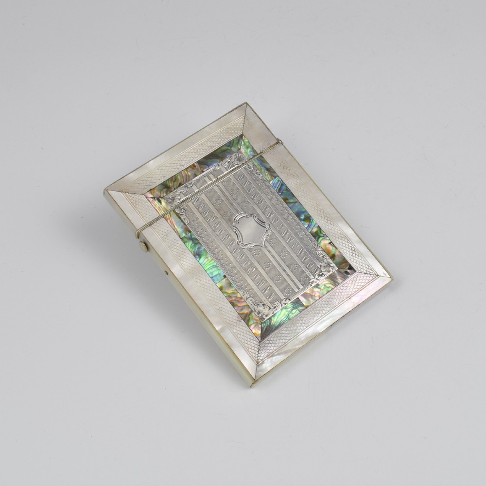Fine Victorian Engraved Mother Of Pearl, Silver & Abalone Card Case View IV