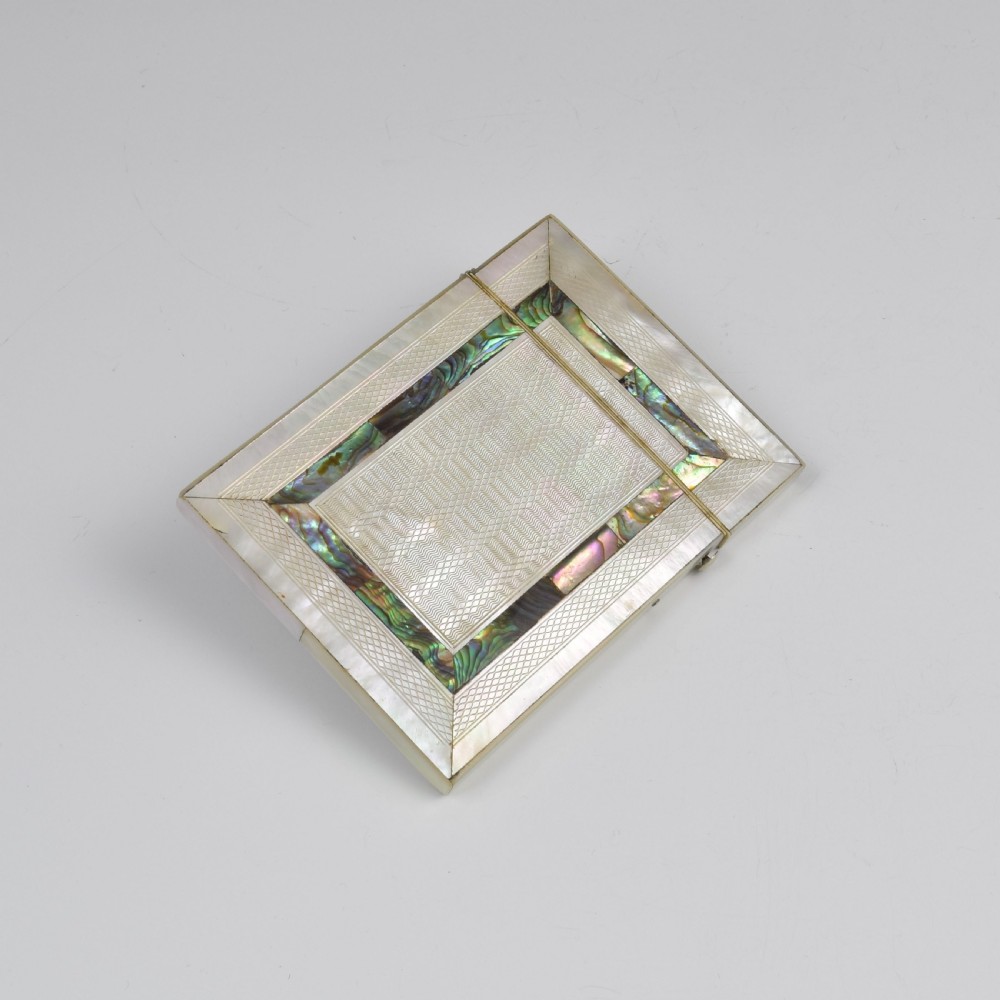 Fine Victorian Engraved Mother Of Pearl, Silver & Abalone Card Case View V