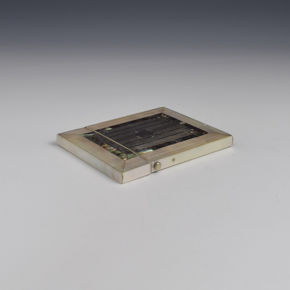 Fine Victorian Engraved Mother Of Pearl, Silver & Abalone Card Case View VII