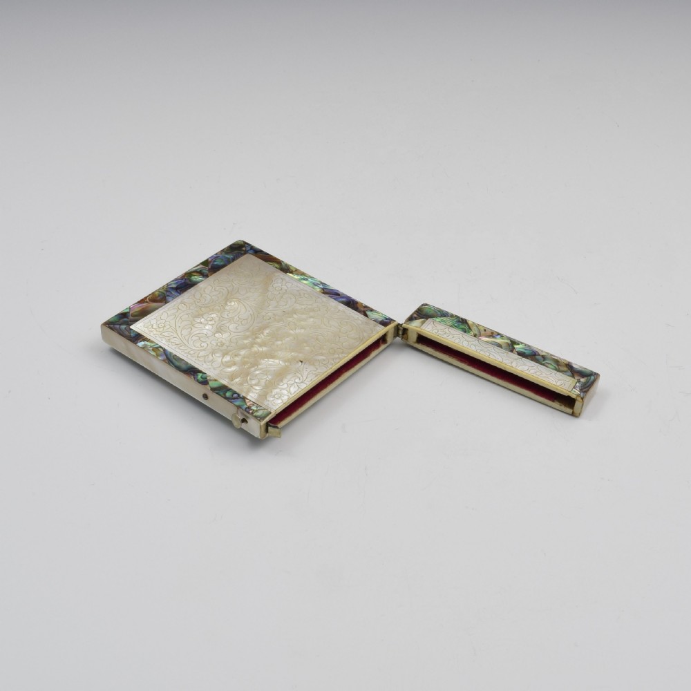 Fine Victorian Carved Mother Of Pearl & Abalone Card Case View IX