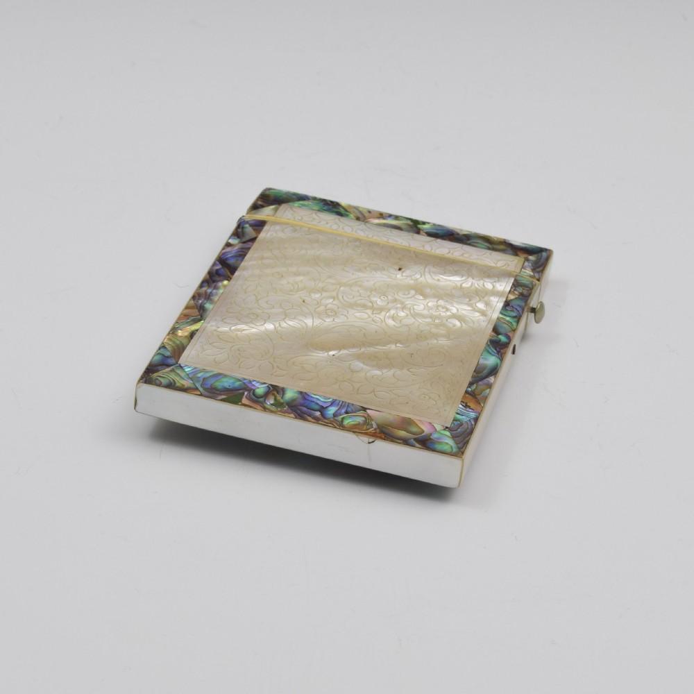 Fine Victorian Carved Mother Of Pearl & Abalone Card Case View XII