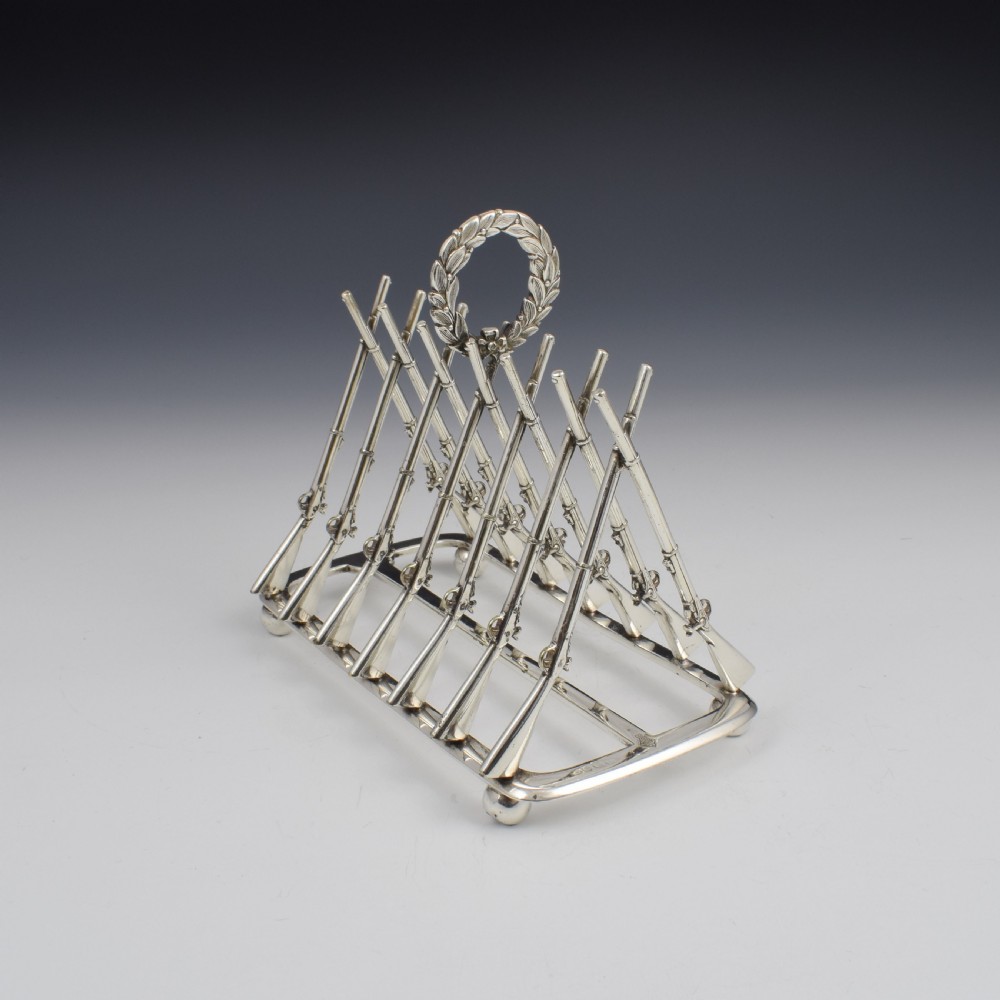 Rare Victorian Silver Plated Rifle Toast Rack Registered Design 1871 View III