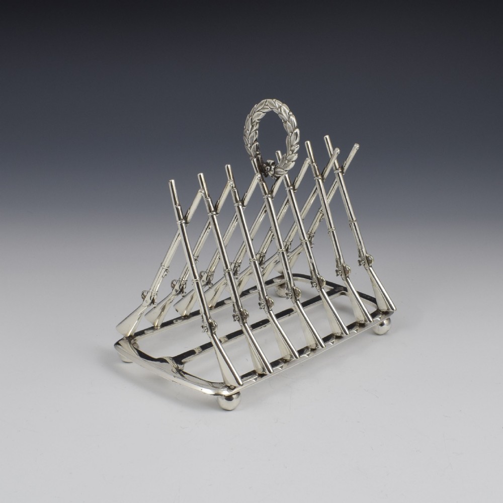 Rare Victorian Silver Plated Rifle Toast Rack Registered Design 1871 View IV