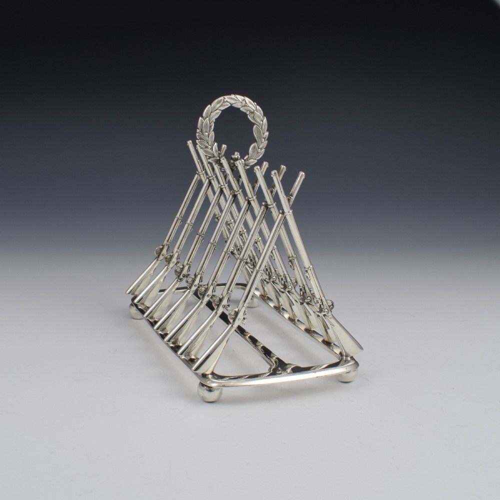 Rare Victorian Silver Plated Rifle Toast Rack Registered Design 1871 View V
