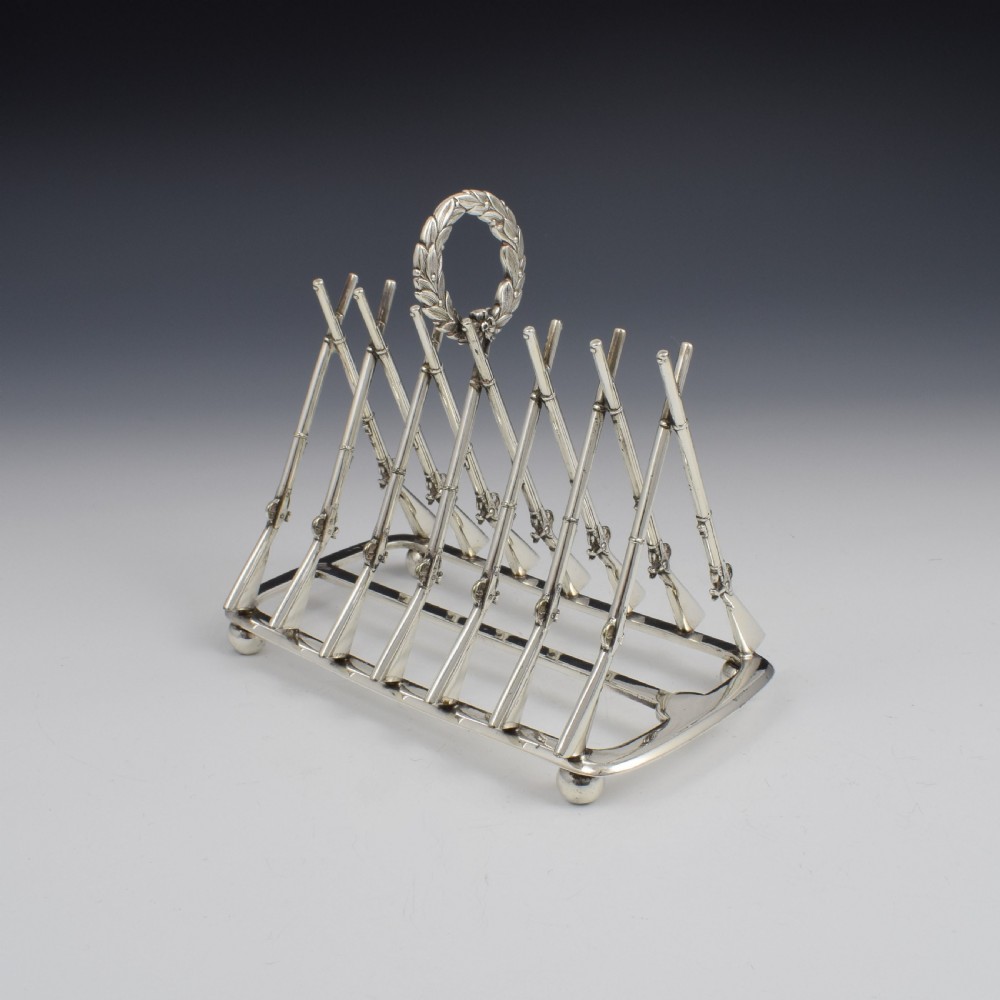 Rare Victorian Silver Plated Rifle Toast Rack Registered Design 1871 View VII
