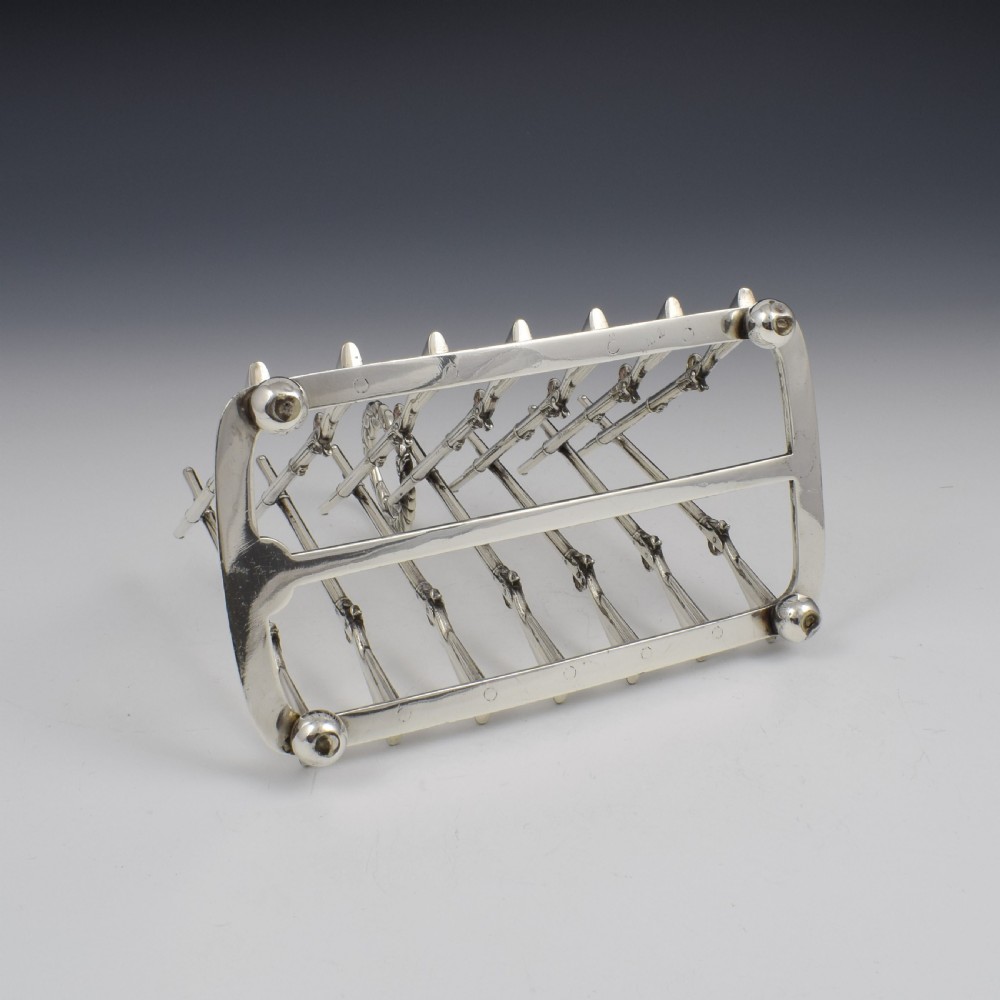 Rare Victorian Silver Plated Rifle Toast Rack Registered Design 1871 View XII