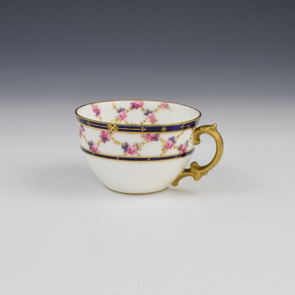 Fine Victorian Royal Crown Derby Porcelain Tea Cup & Saucer 5648 View IV