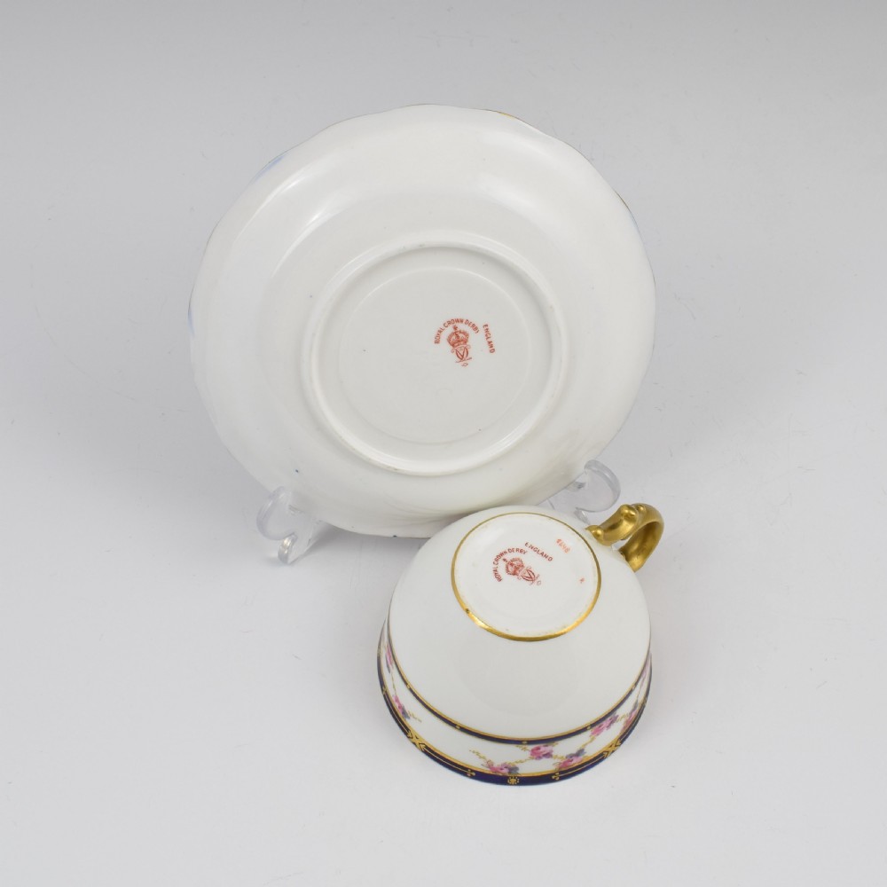 Fine Victorian Royal Crown Derby Porcelain Tea Cup & Saucer 5648 View VIII