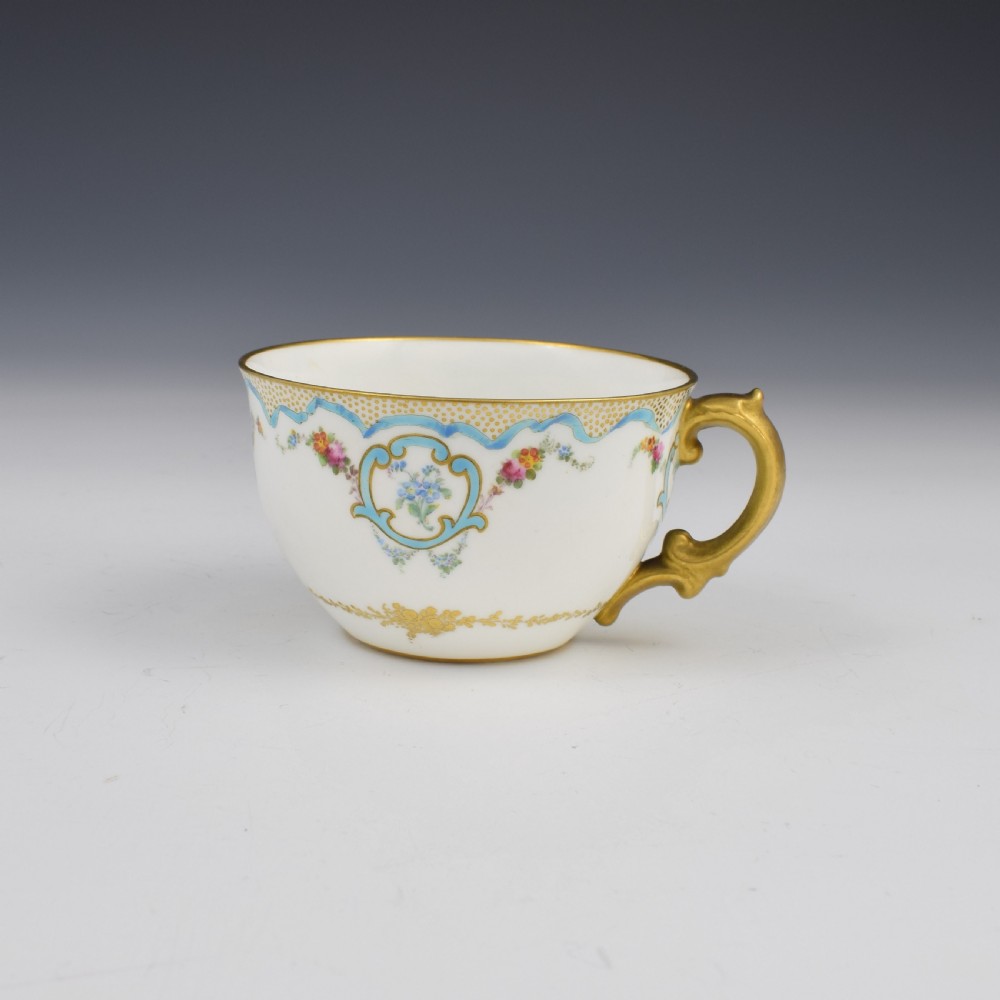 Fine Victorian Royal Crown Derby Porcelain Tea Cup & Saucer View V