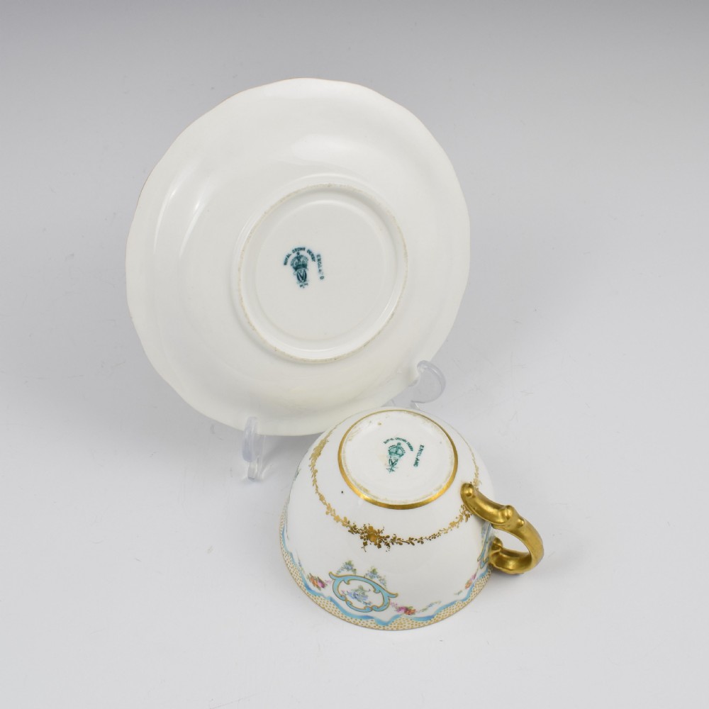 Fine Victorian Royal Crown Derby Porcelain Tea Cup & Saucer View VIII