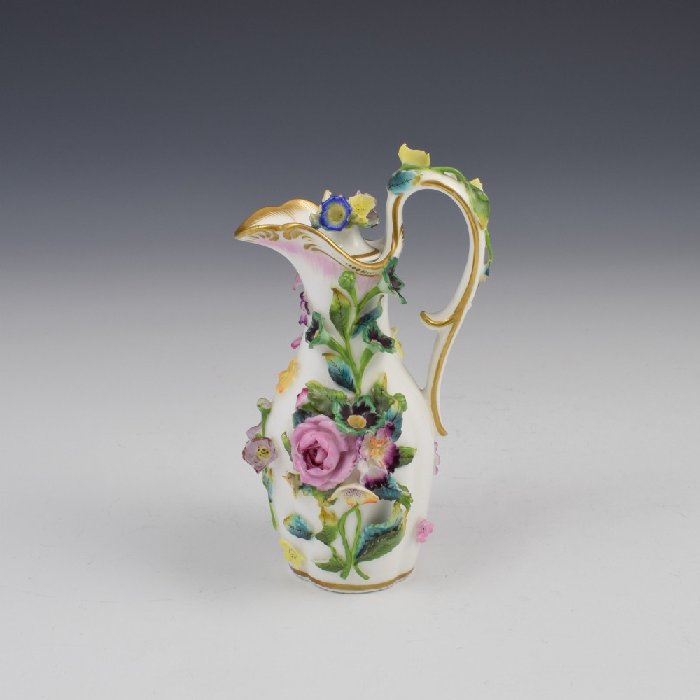 Minton Porcelain Miniature Flower Encrusted Ewer Scent Bottle c.1840