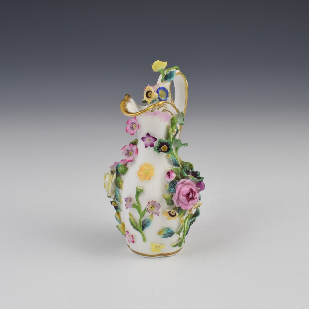 Minton Porcelain Miniature Flower Encrusted Ewer Scent Bottle c.1840 View II