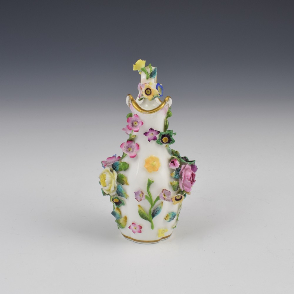 Minton Porcelain Miniature Flower Encrusted Ewer Scent Bottle c.1840 View III