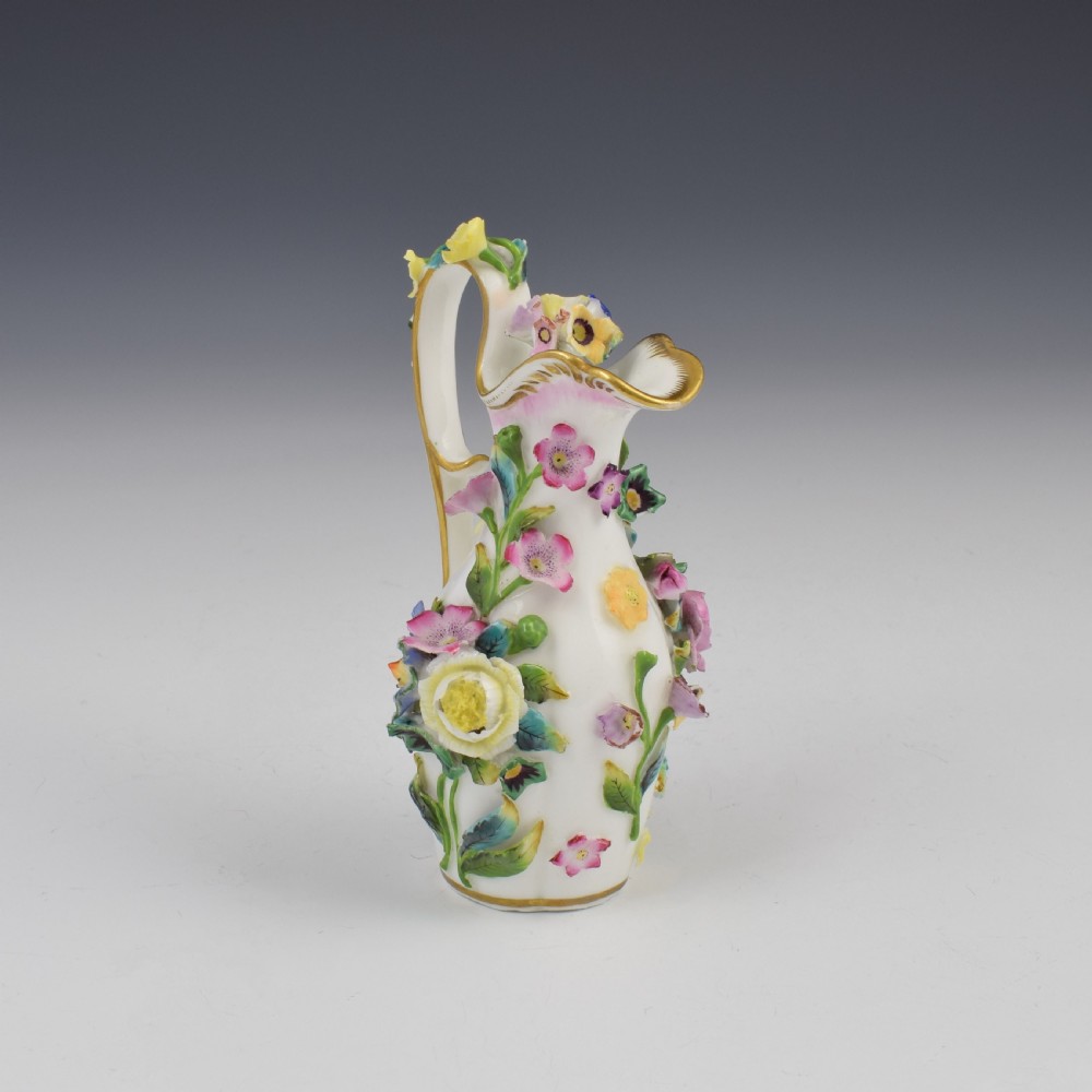 Minton Porcelain Miniature Flower Encrusted Ewer Scent Bottle c.1840 View IV