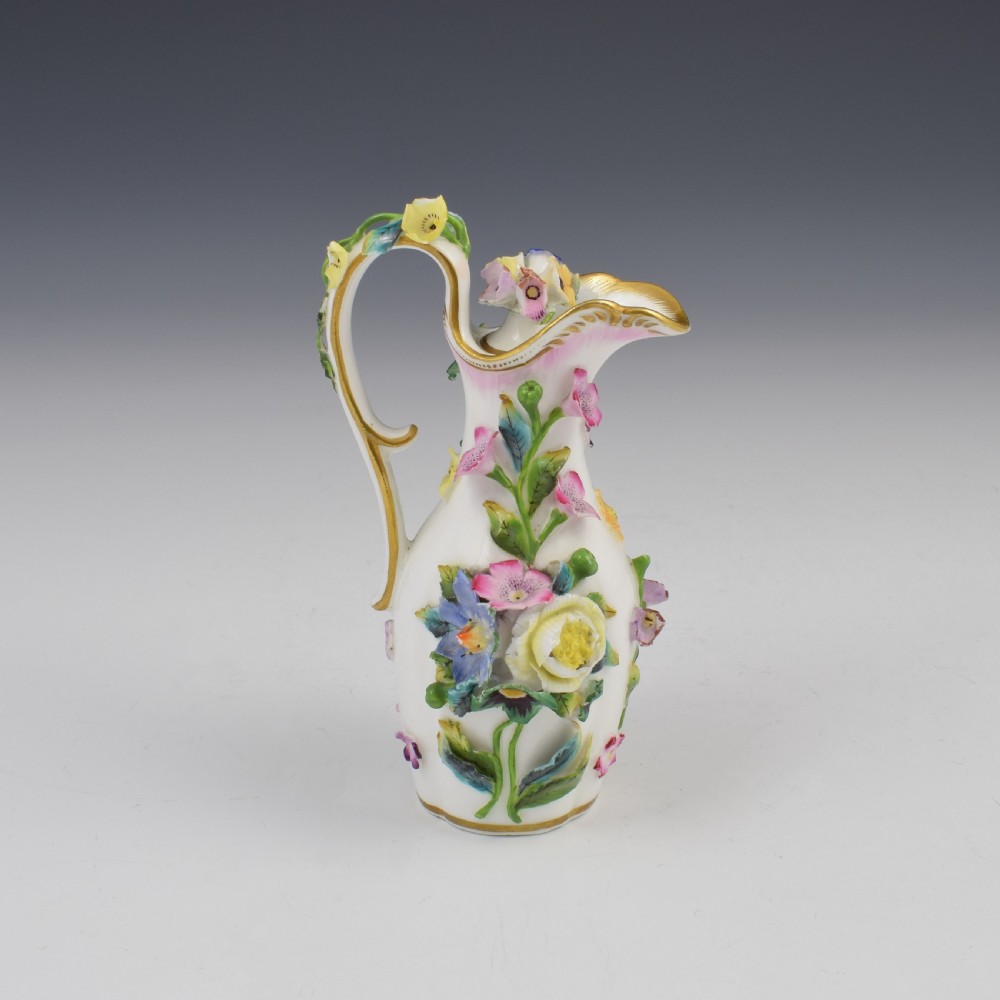 Minton Porcelain Miniature Flower Encrusted Ewer Scent Bottle c.1840 View V