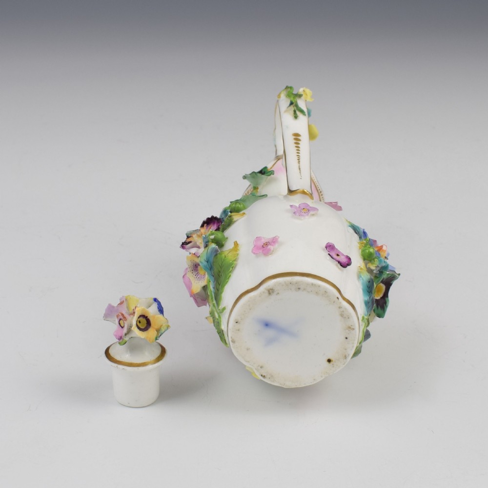 Minton Porcelain Miniature Flower Encrusted Ewer Scent Bottle c.1840 View IX