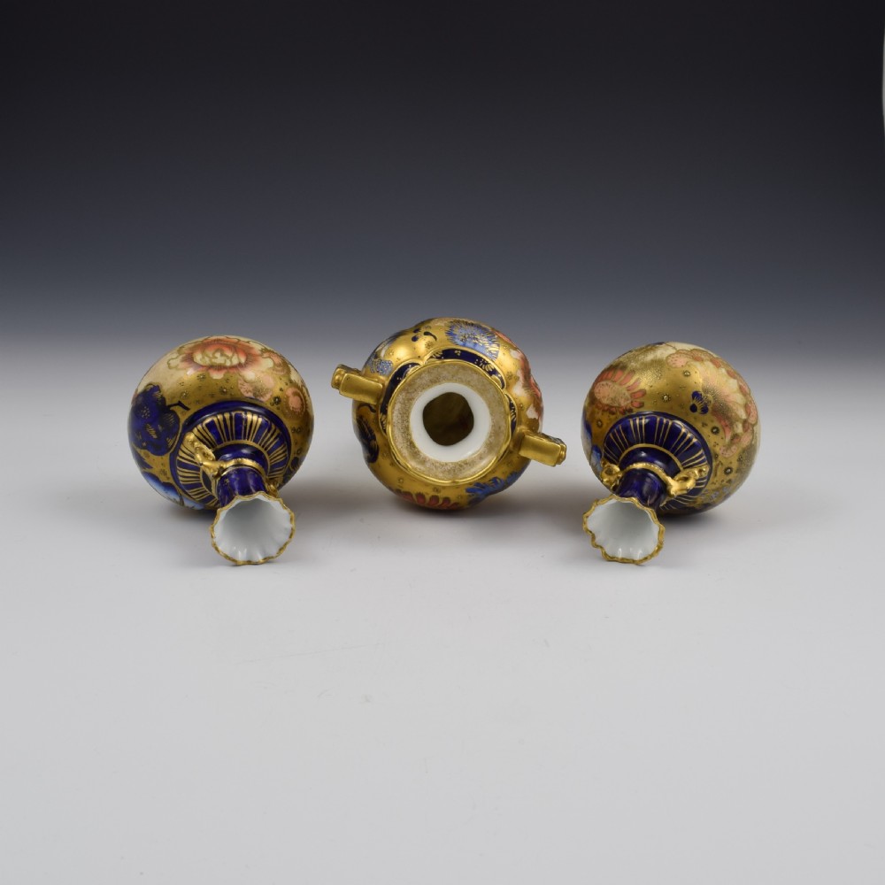 Victorian Royal Crown Derby Garniture Of Porcelain Vases 2553 View VII
