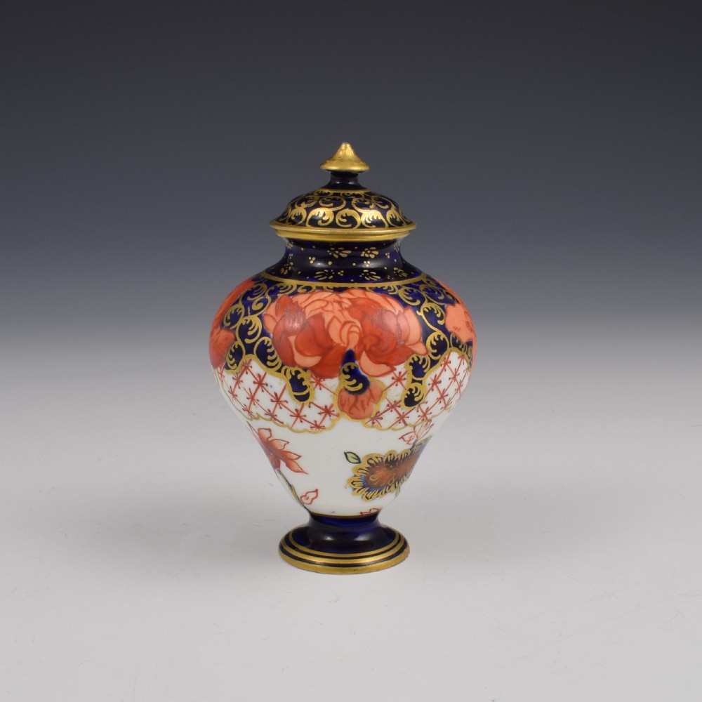 Antique Edwardian Royal Crown Derby Miniature Vase & Cover Pattern 2444
