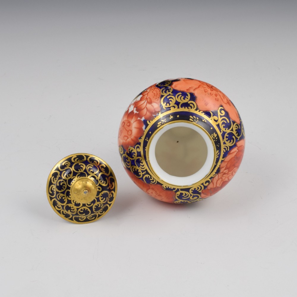 Antique Edwardian Royal Crown Derby Miniature Vase & Cover Pattern 2444 View VI
