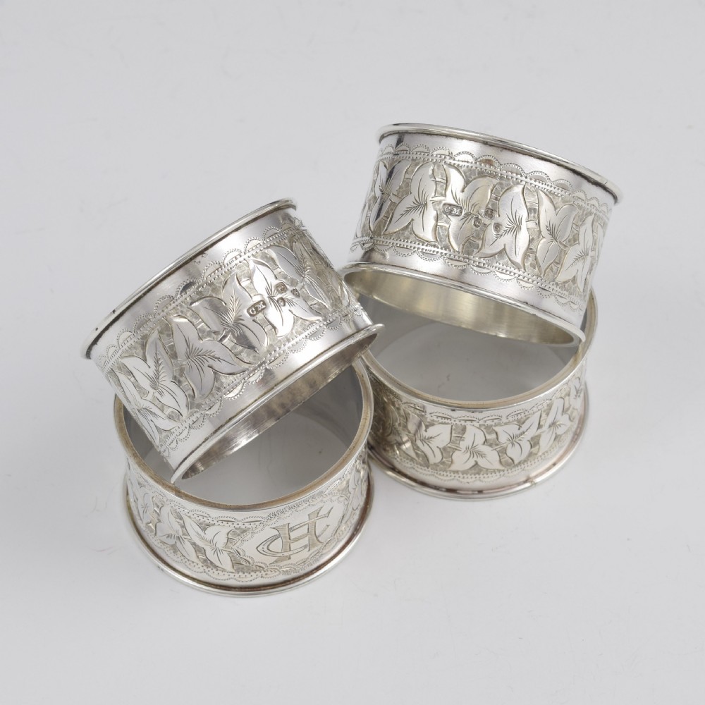 Cased Set Of Twelve 12 Victorian Silver Napkin Rings View IV