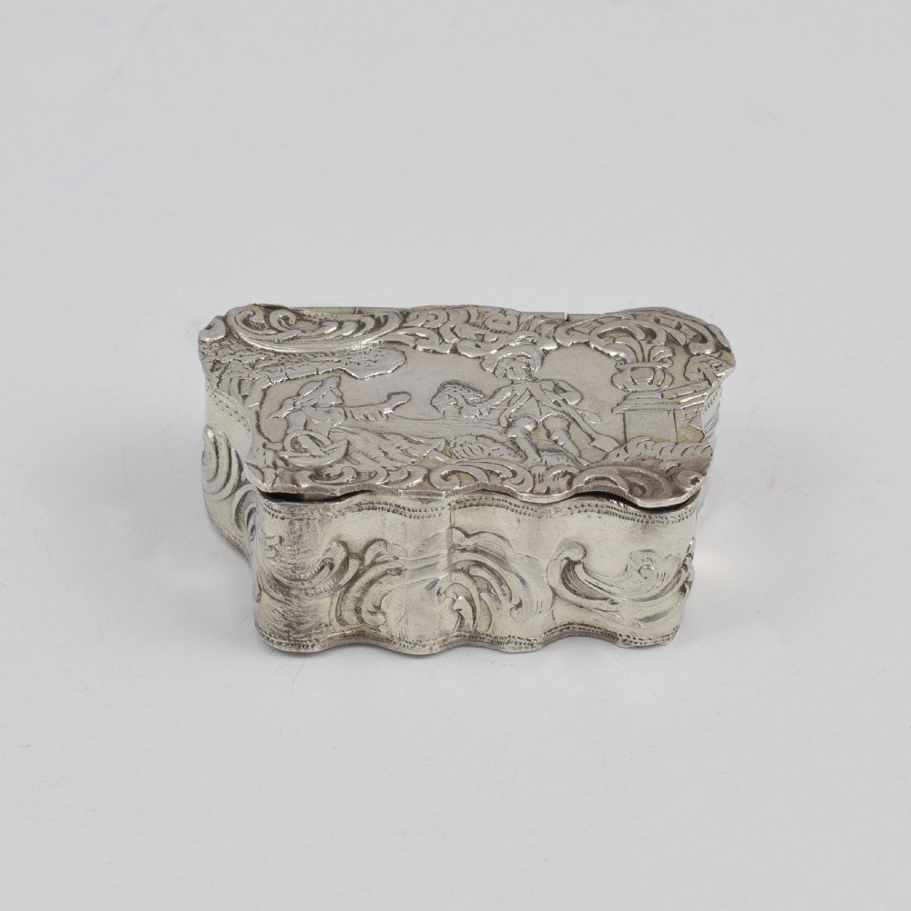Edwardian Embossed Dutch Miniature Silver Pill Box  View II