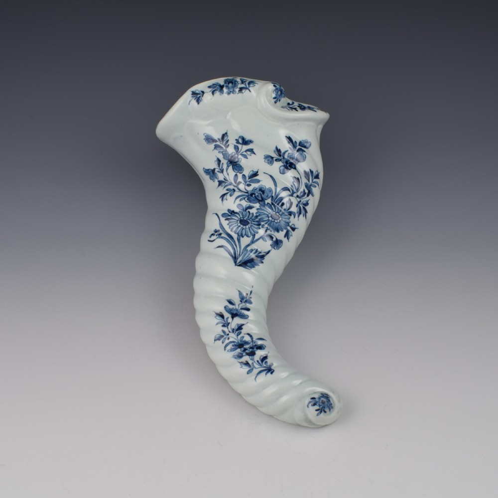 Rare First Period Worcester Porcelain Daisy Pattern Cornucopia Wall Pocket c.1760
