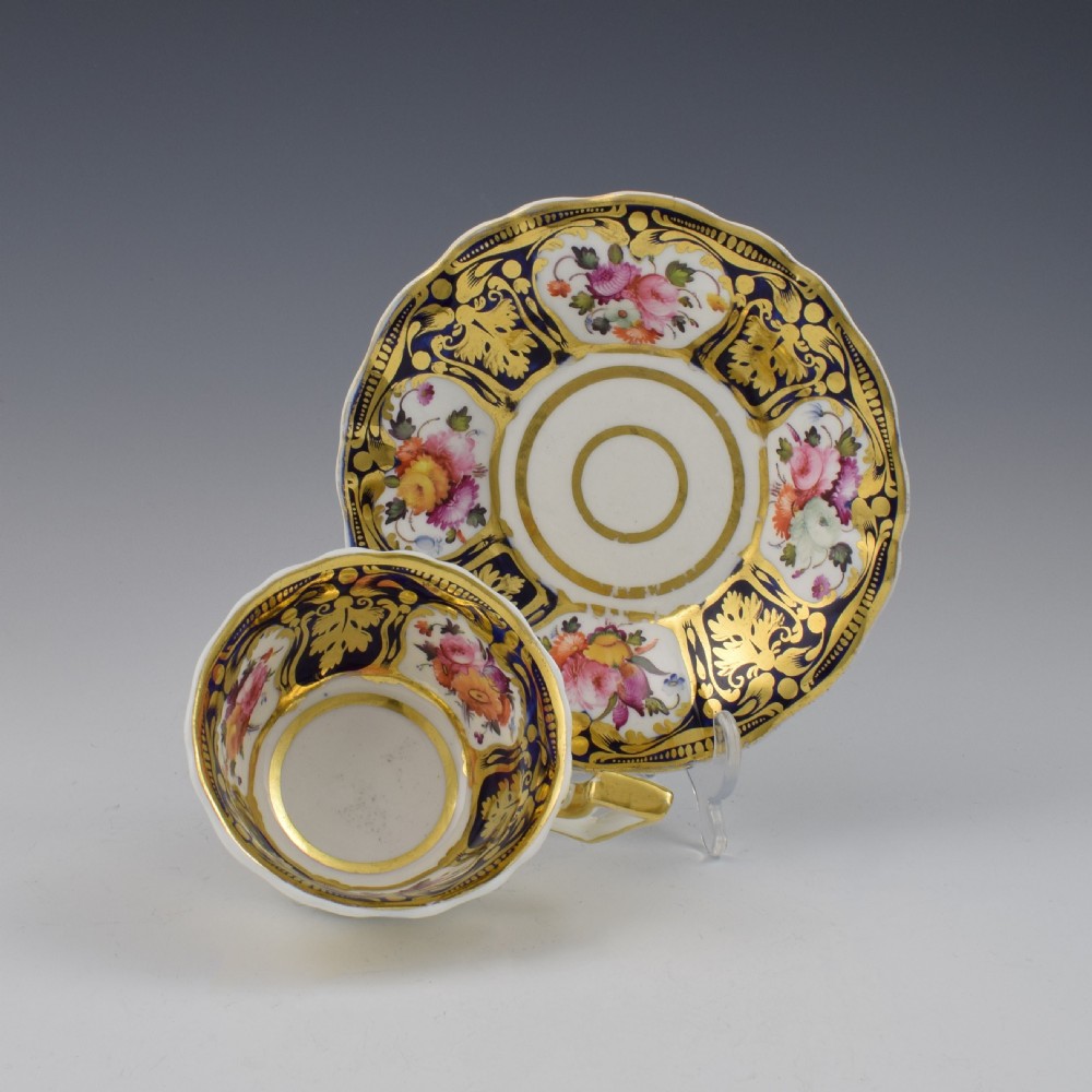 Fine Coalport Antique Shape Porcelain Tea Cup & Saucer Pattern 2/26 c.1825 View III