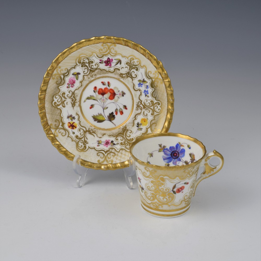 Chamberlain Worcester Porcelain New Gadroon Tournay Shape Cup & Saucer c.1820