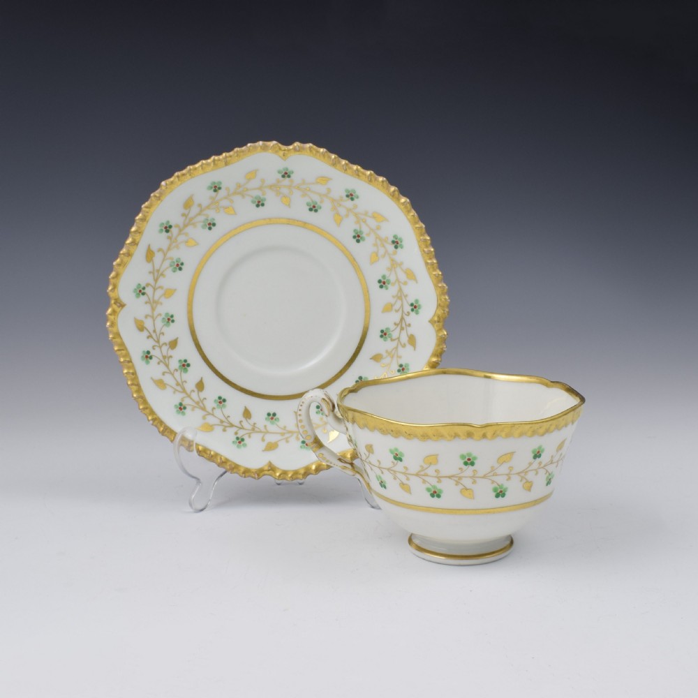 Flight Barr & Barr Worcester Porcelain Gadrooned Tea Cup & Saucer 