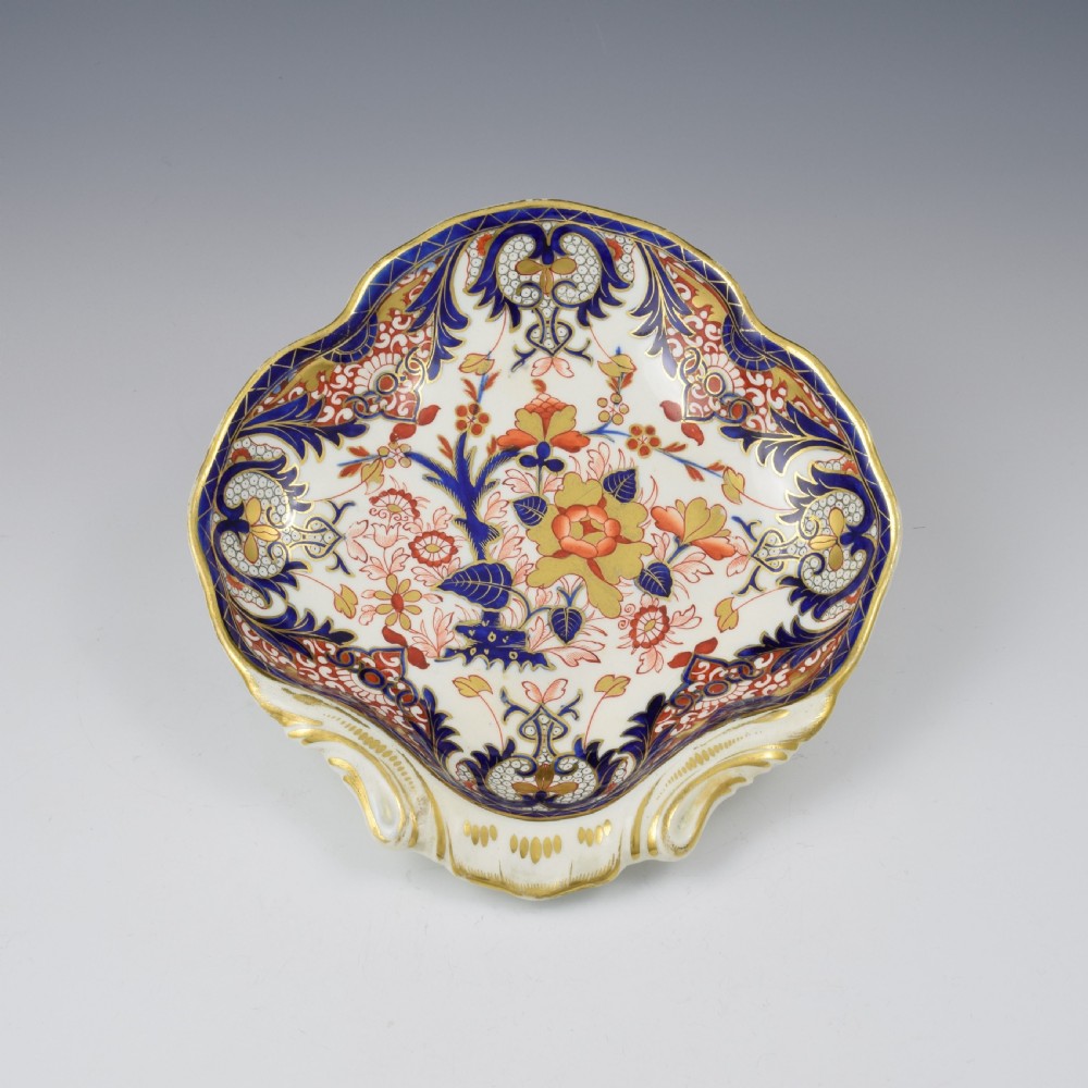 Georgian Derby Porcelain Imari King's Pattern Shell Dessert Dish c.1815