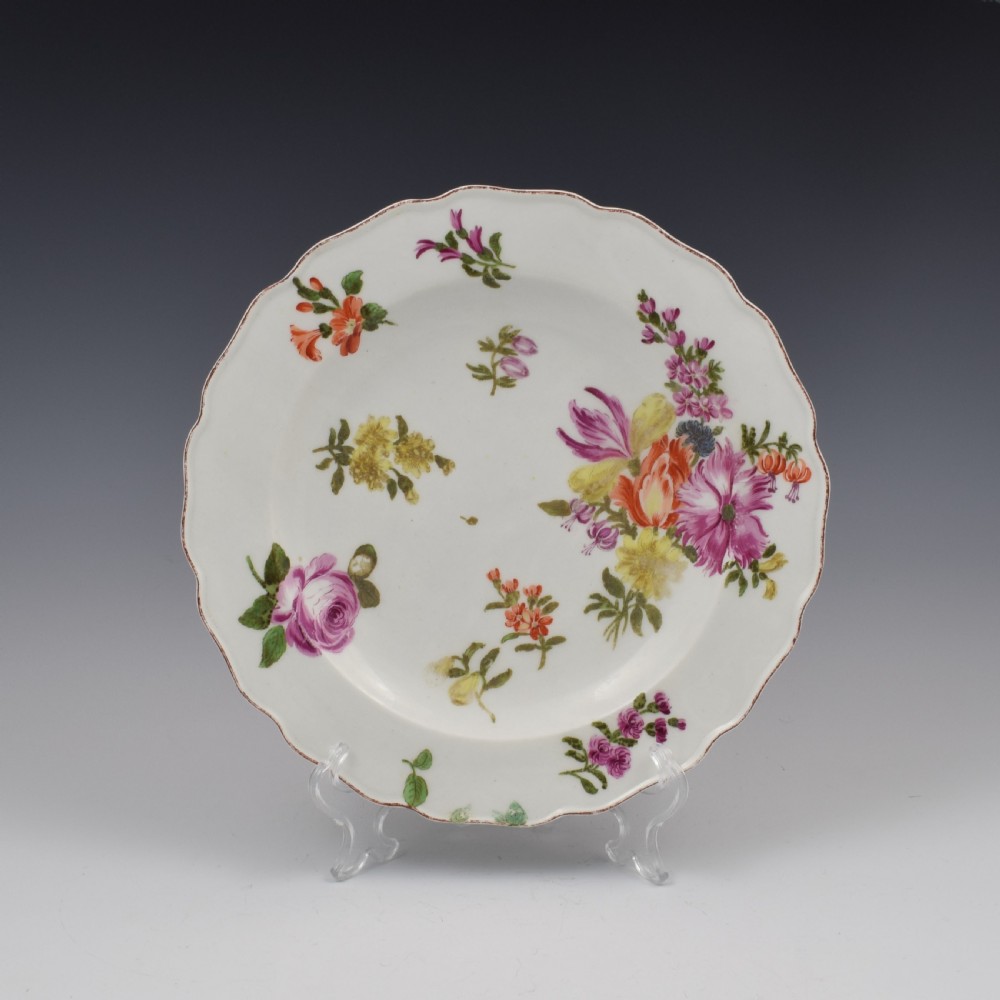 Chelsea Porcelain Red Anchor Period Floral Dessert Plate c.1755 View II