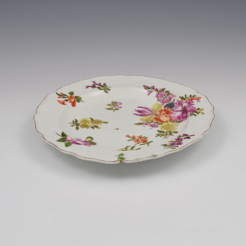 Chelsea Porcelain Red Anchor Period Floral Dessert Plate c.1755 View V