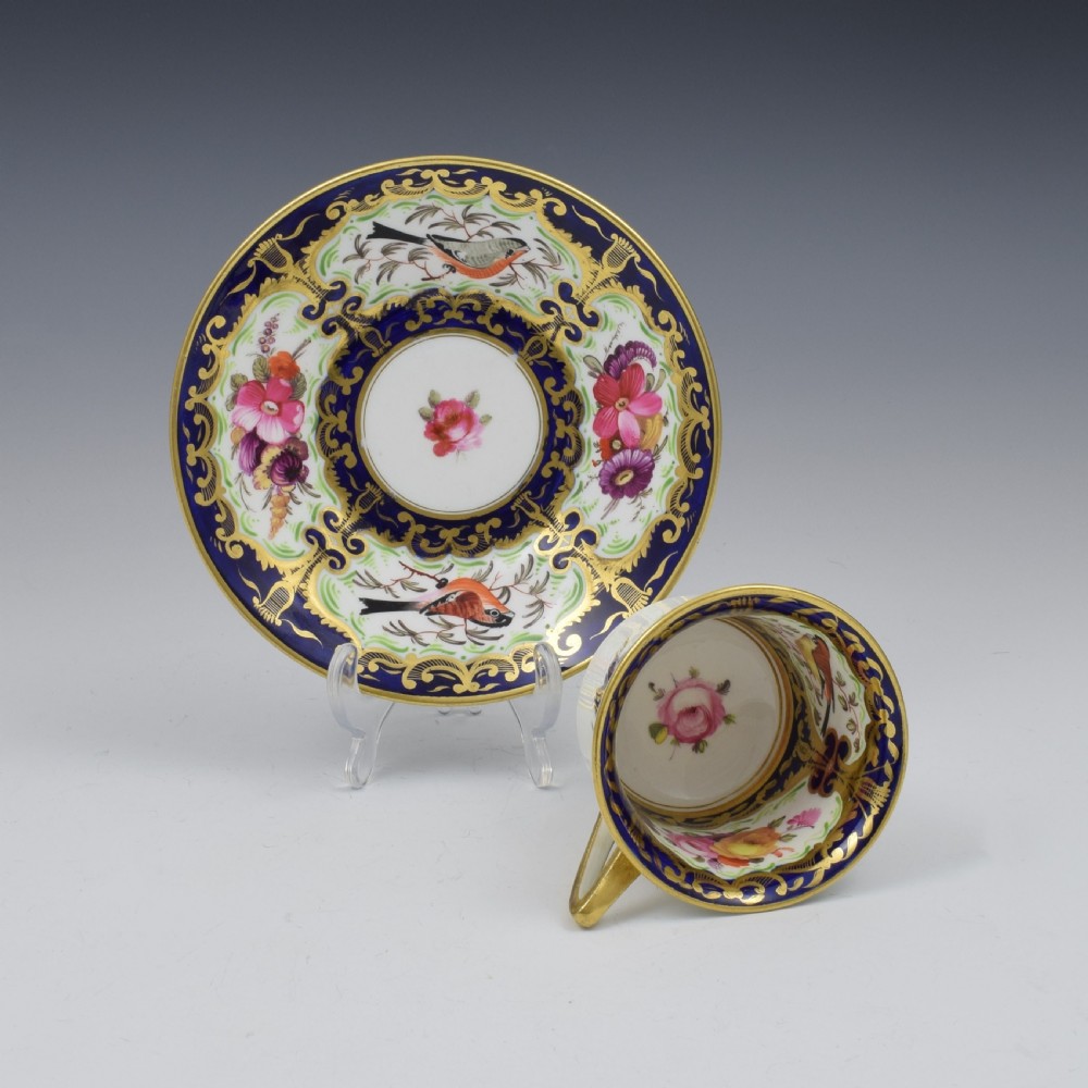 Coalport Porcelain Coffee Cup & Saucer Bird Pattern 759 c.1820 View V