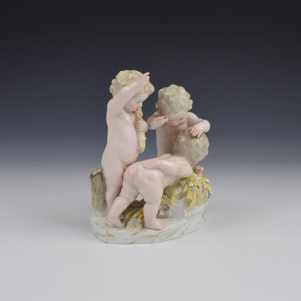 Meissen Porcelain Figure Group Of Putti As Summer c.1860 View II