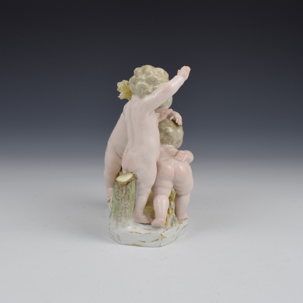 Meissen Porcelain Figure Group Of Putti As Summer c.1860 View III