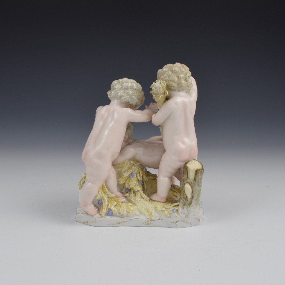 Meissen Porcelain Figure Group Of Putti As Summer c.1860 View V