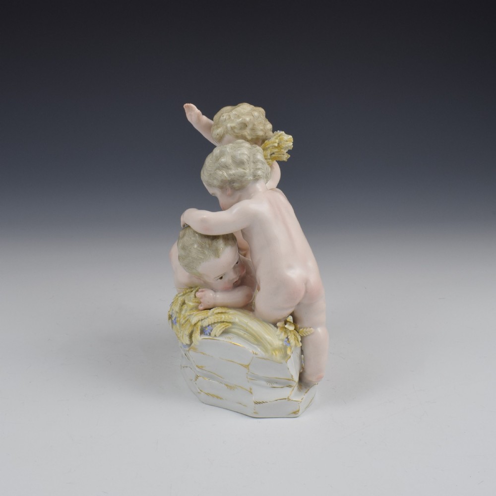 Meissen Porcelain Figure Group Of Putti As Summer c.1860 View VII