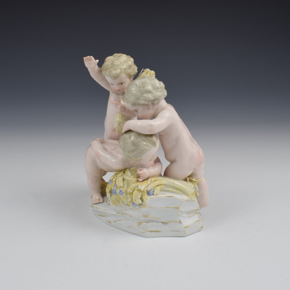 Meissen Porcelain Figure Group Of Putti As Summer c.1860 View VIII