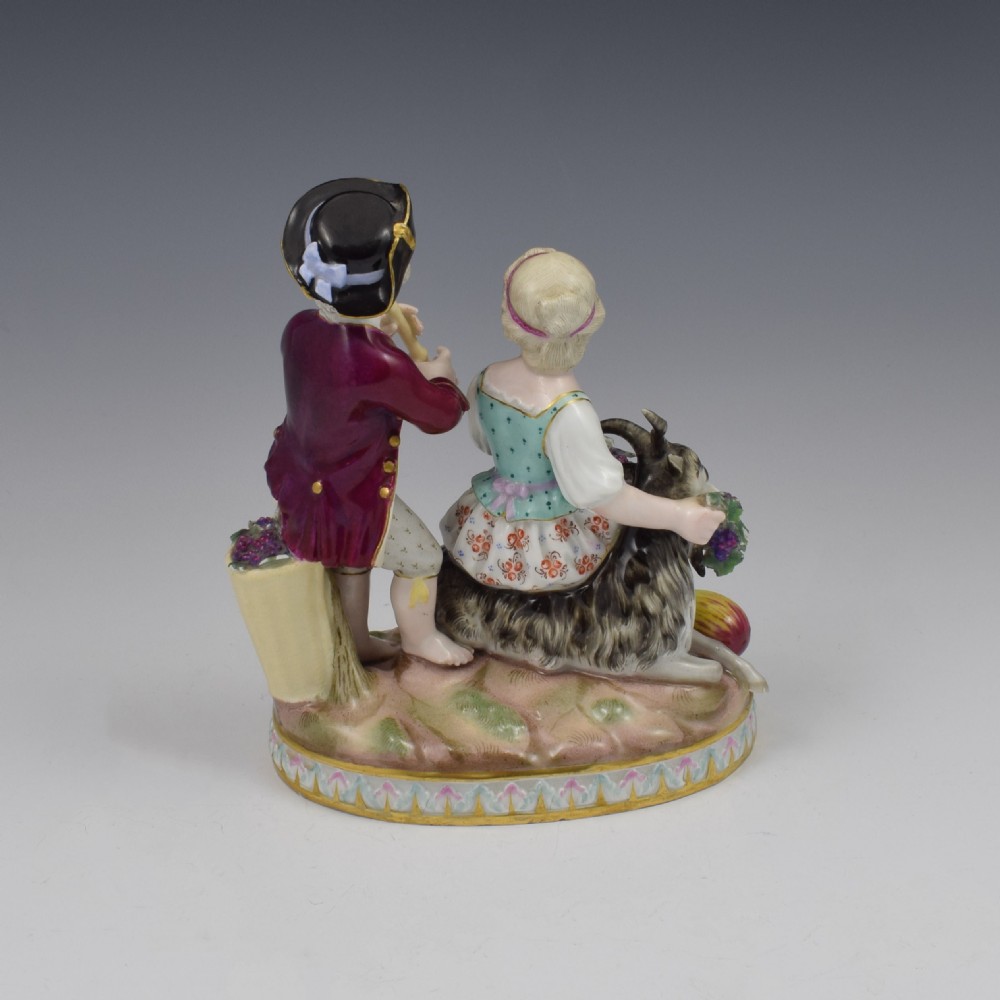 Meissen Porcelain Figure Group Grape Pickers, Children With Goat As Autumn View VI