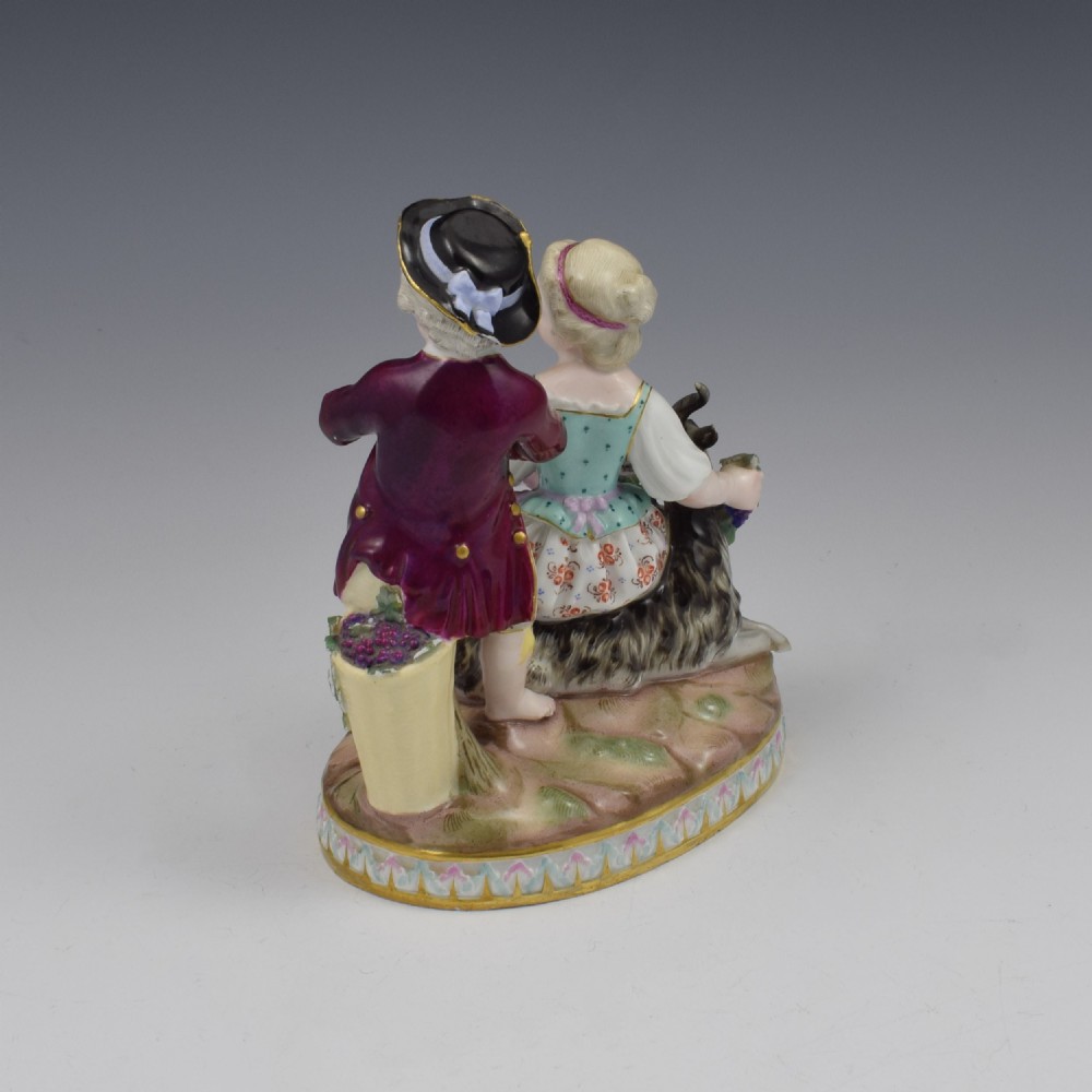 Meissen Porcelain Figure Group Grape Pickers, Children With Goat As Autumn View VII