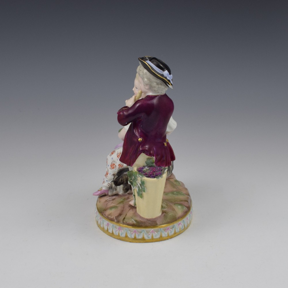 Meissen Porcelain Figure Group Grape Pickers, Children With Goat As Autumn View VIII
