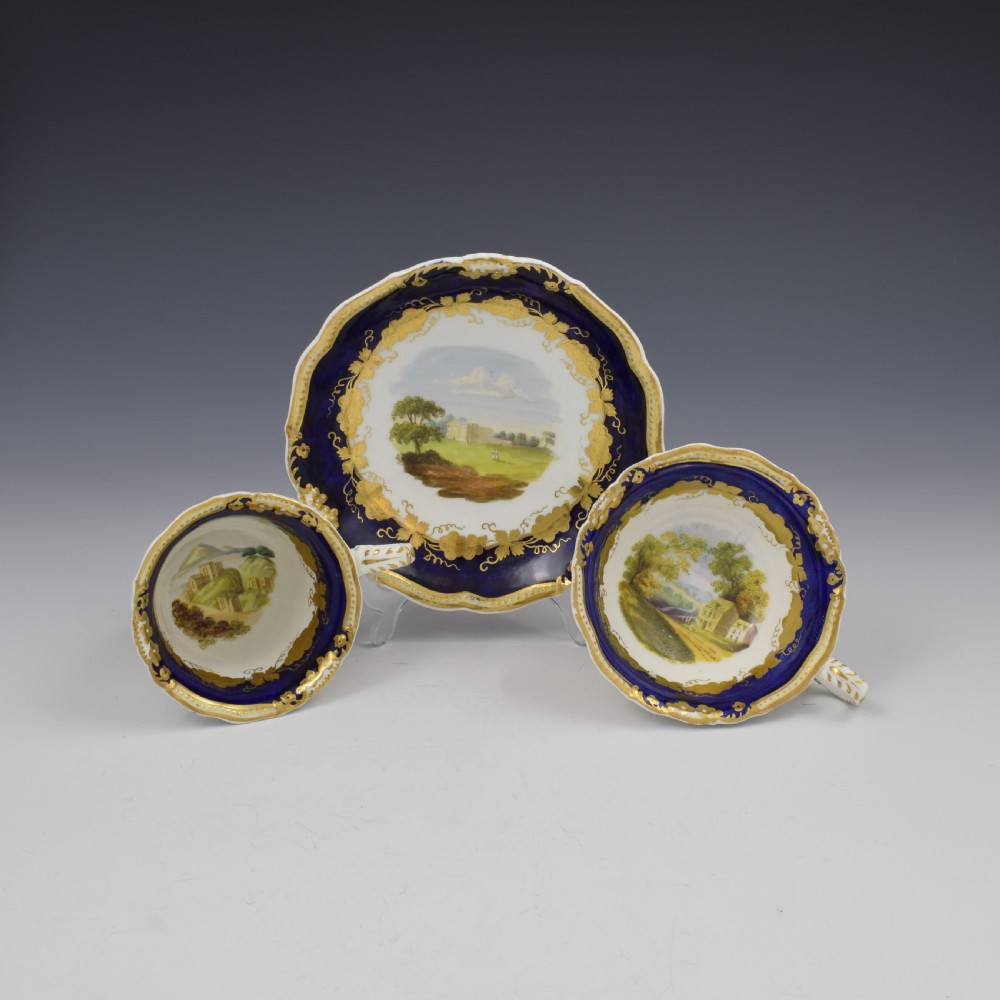 Grainger Worcester Porcelain Cup & Saucer Landscape Trio Pattern 1933 c.1835
