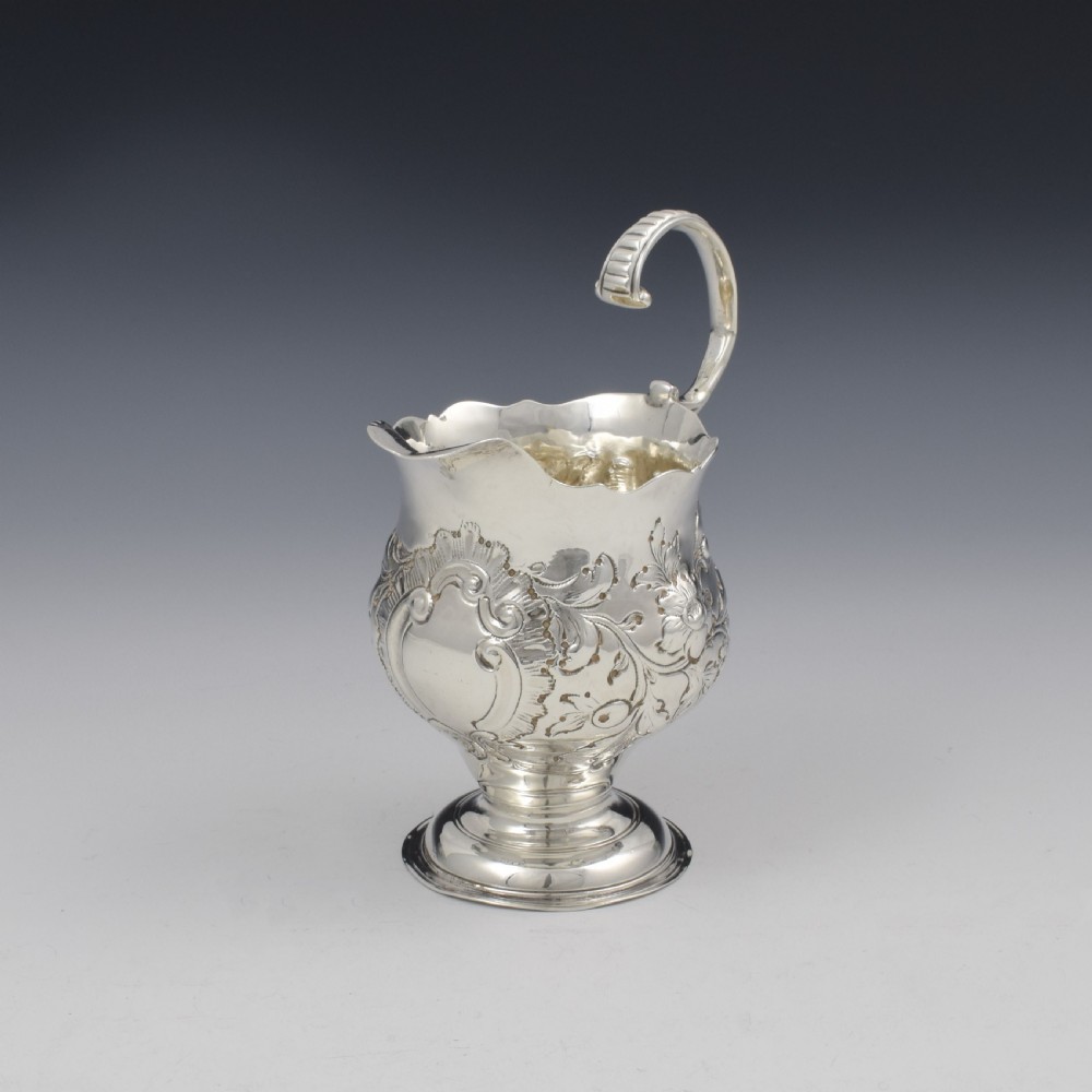 Georgian Silver Embossed Pedestal Cream Jug c.1773 View II