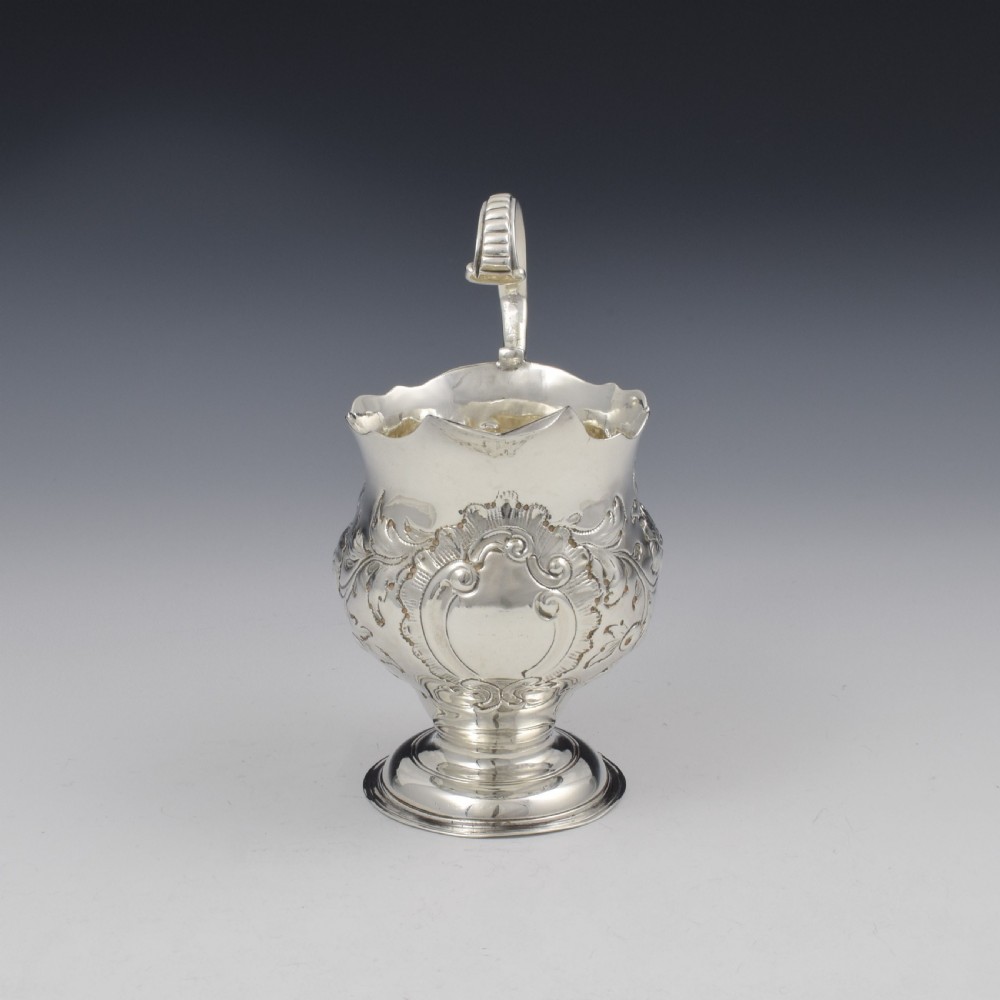 Georgian Silver Embossed Pedestal Cream Jug c.1773 View III
