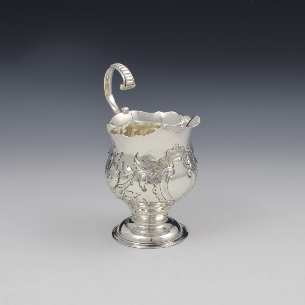 Georgian Silver Embossed Pedestal Cream Jug c.1773 View IV