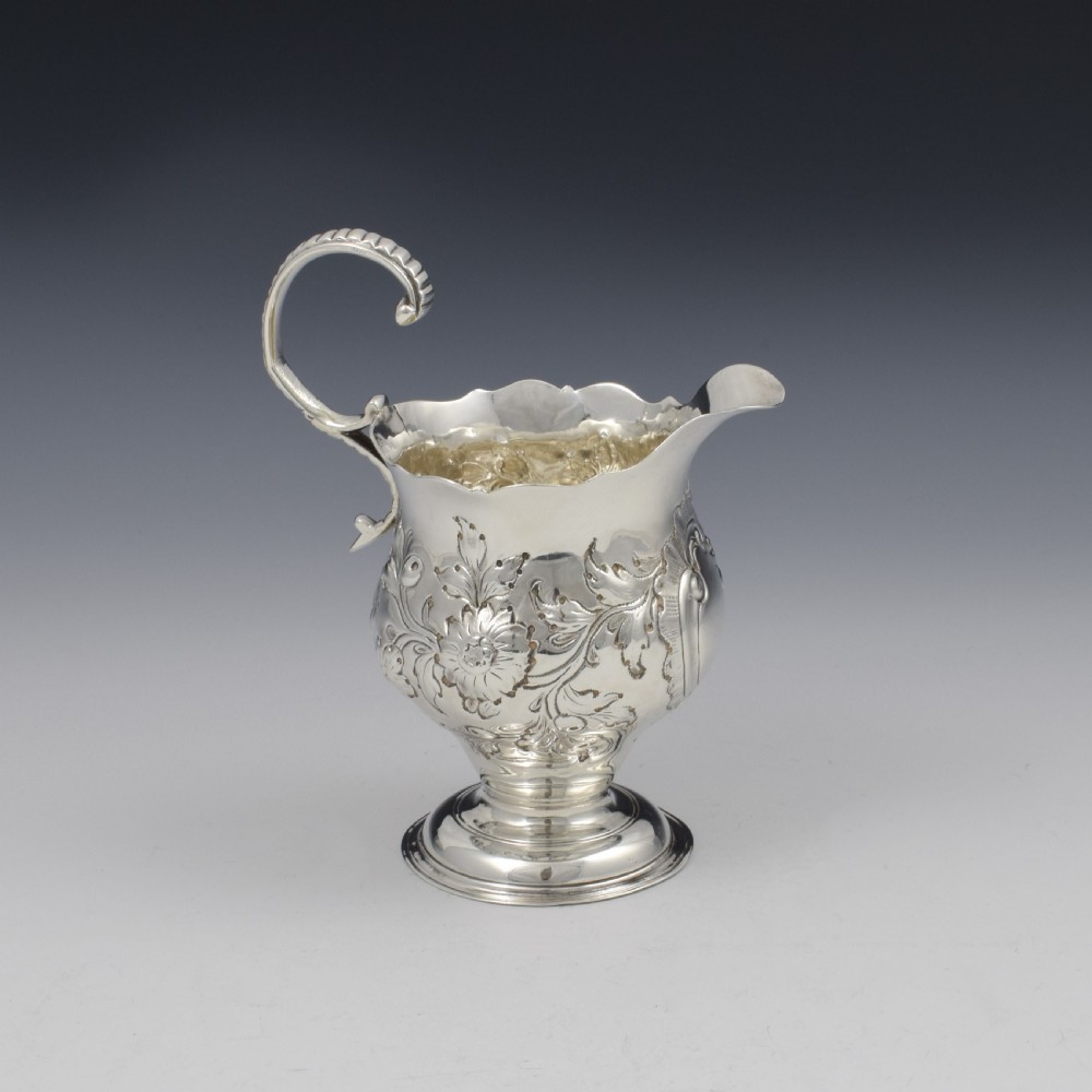Georgian Silver Embossed Pedestal Cream Jug c.1773 View V