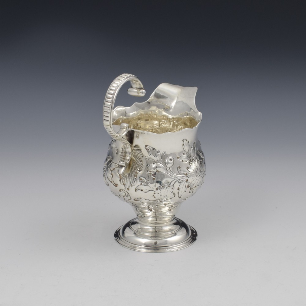 Georgian Silver Embossed Pedestal Cream Jug c.1773 View VI