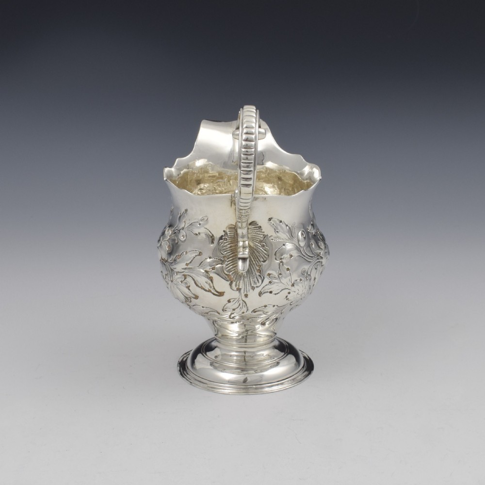 Georgian Silver Embossed Pedestal Cream Jug c.1773 View VII