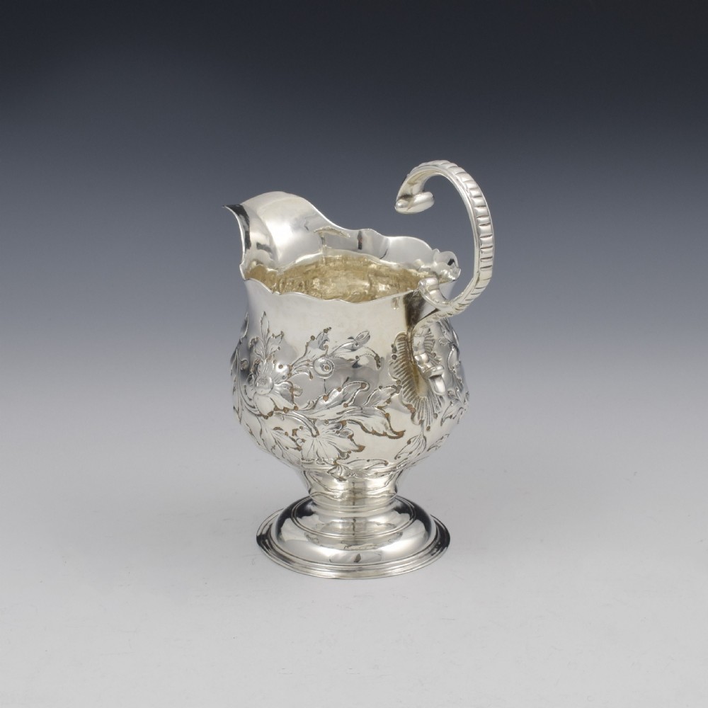 Georgian Silver Embossed Pedestal Cream Jug c.1773 View VIII